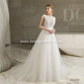 Latest 3D Flowers Flowing Lace Tulle Bridal flowing wedding dress